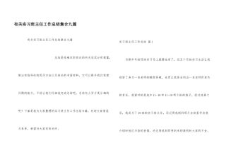 有关实习班主任工作总结集合九篇