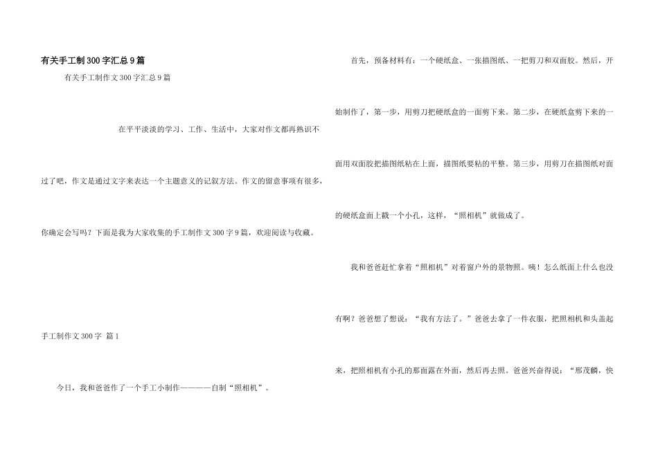有关手工制300字汇总9篇_第1页
