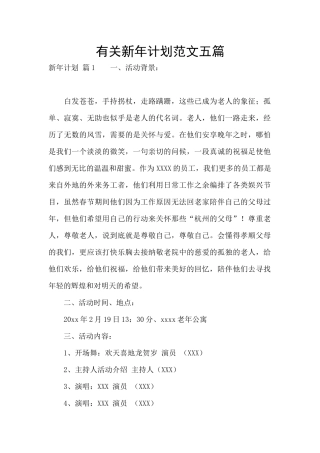 有关新年计划范文五篇