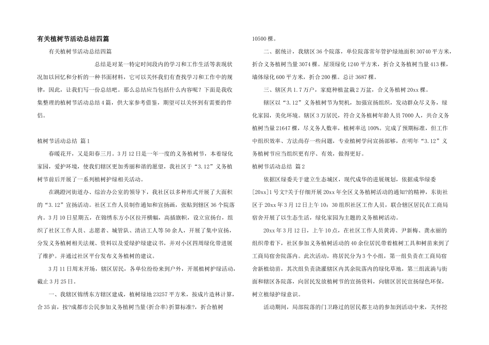 有关植树节活动总结四篇_第1页