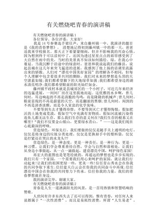 有关燃烧吧青春的演讲稿
