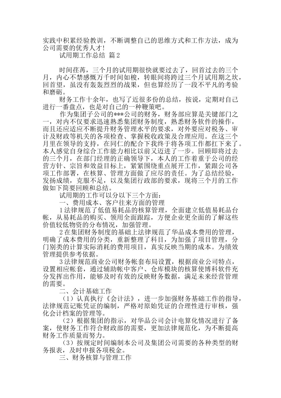 有关试用期工作总结模板八篇_第2页