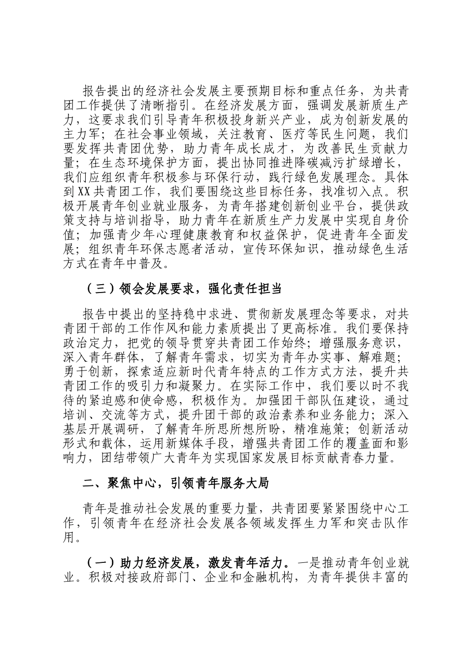 团市委副书记专题学习2025年政府工作报告交流发言材料_第2页