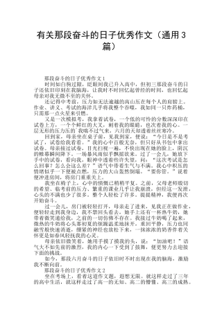 有关那段奋斗的日子优秀作文