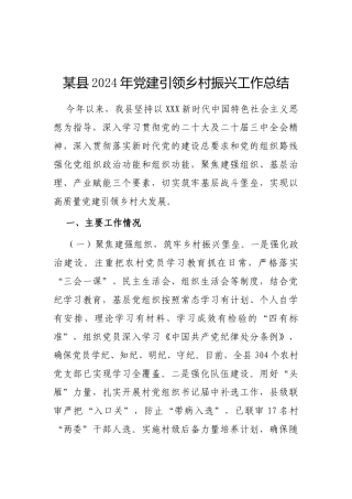 县2024年党建引领乡村振兴工作总结