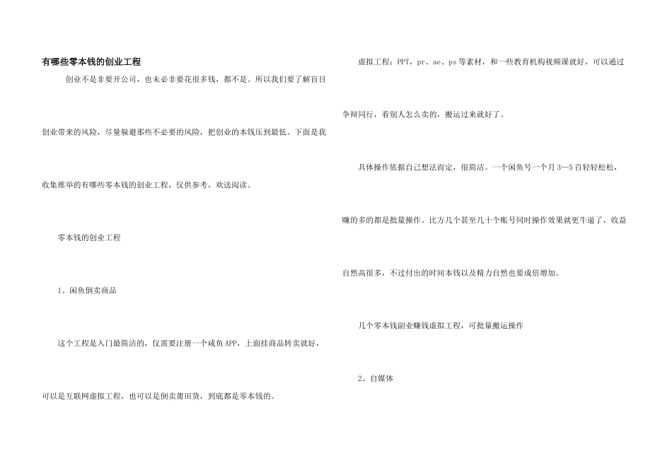 有哪些零成本的创业项目_第1页