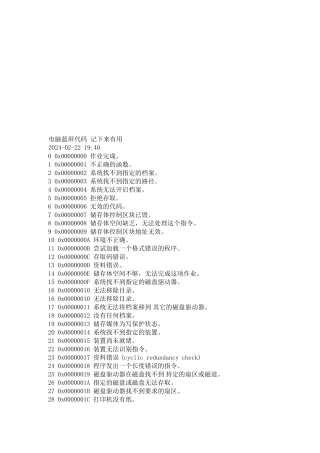 有用的电脑蓝屏代码