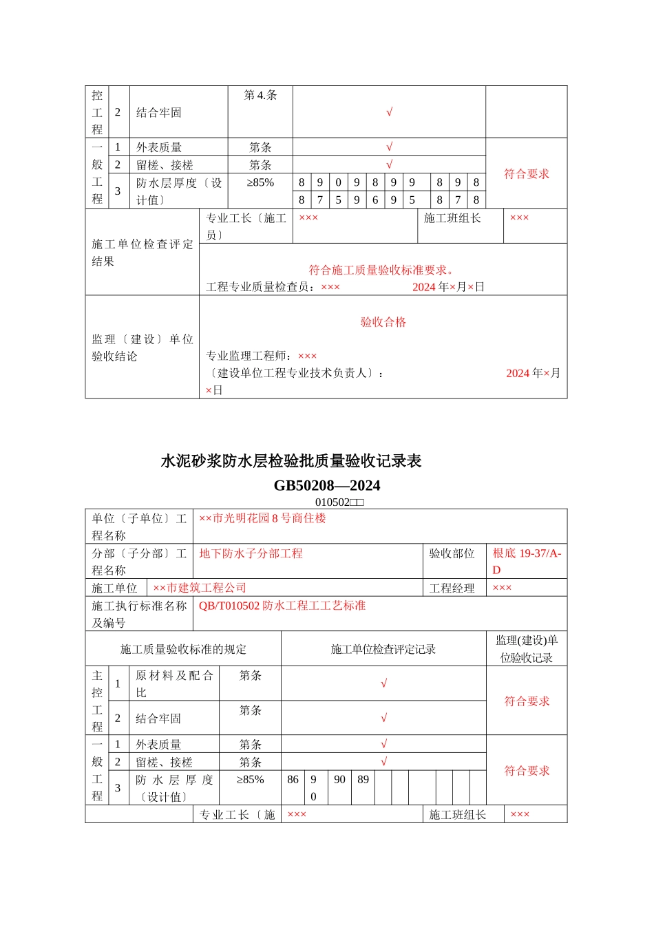 有用资料之防水工程检验批填写范例_第3页