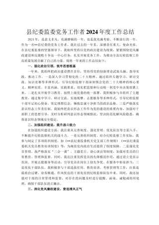 县纪委监委党务工作者2024年度工作总结