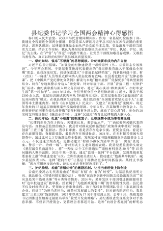 县纪委书记学习全国两会精神心得感悟