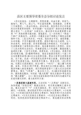 县区主要领导省委全会分组讨论发言