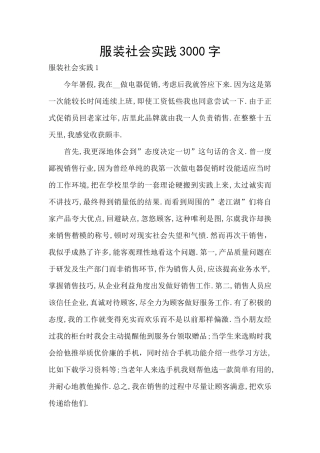 服装社会实践3000字