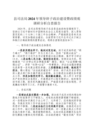 县司法局2024年领导班子政治建设暨政绩观调研分析自查报告
