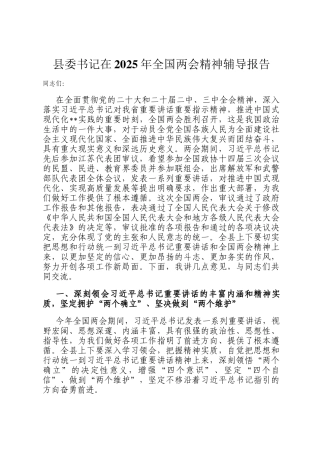 县委书记在2025年全国两会精神辅导报告
