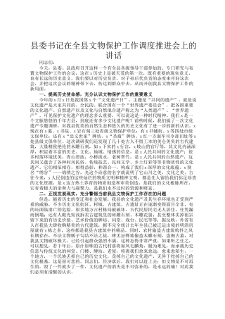 县委书记在全县文物保护工作调度推进会上的讲话