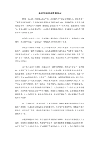 本年度完成岗位职责情况总结