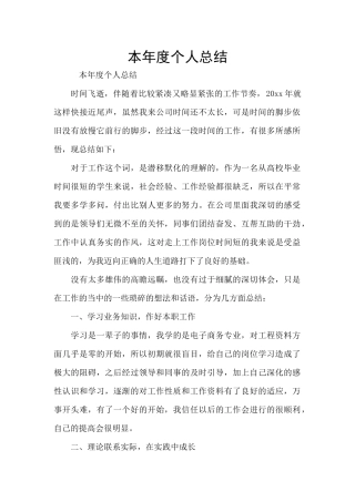 本年度个人总结