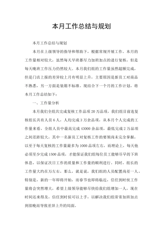 本月工作总结与规划