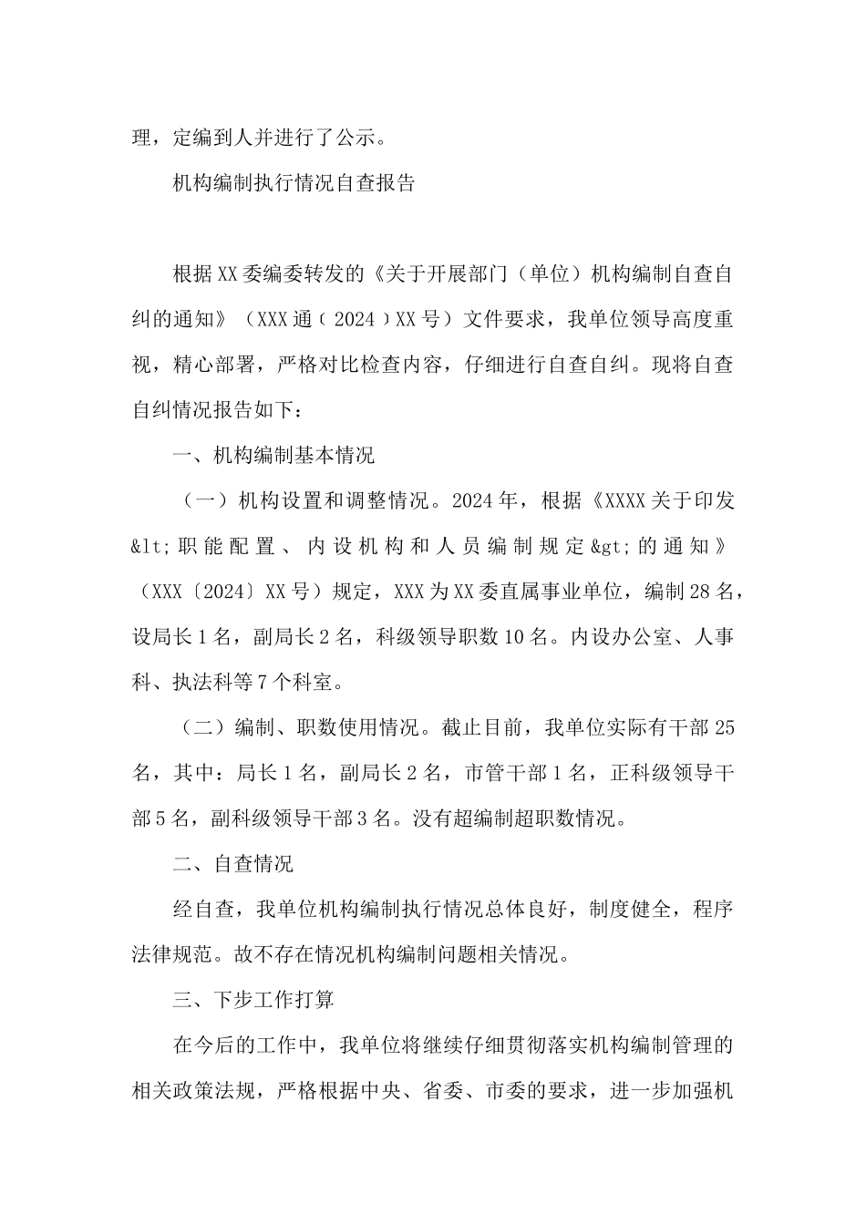 机构编制执行情况自查报告_第3页