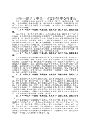 乡镇干部学习中央一号文件精神心得体会