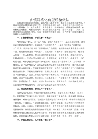 乡镇网格化典型经验做法