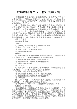 权威医师的个人工作计划共2篇