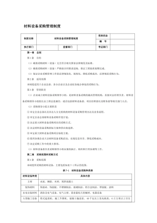 材料设备采购管理制度