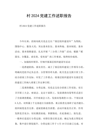 村2024党建工作述职报告