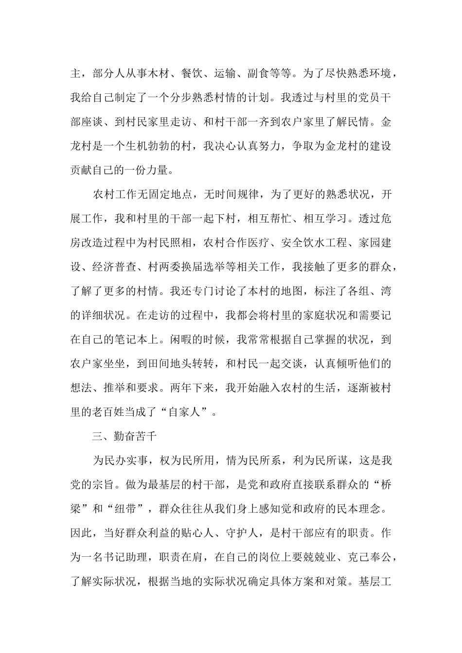 村书记助理个人工作总结_第2页