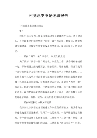 村党总支书记述职报告