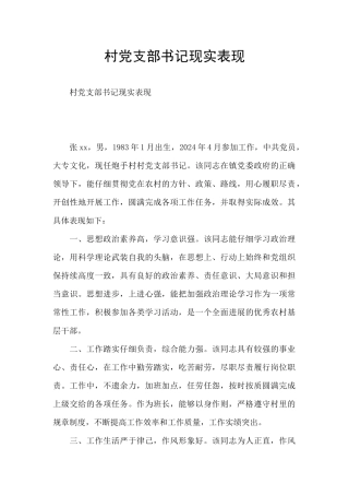 村党支部书记现实表现