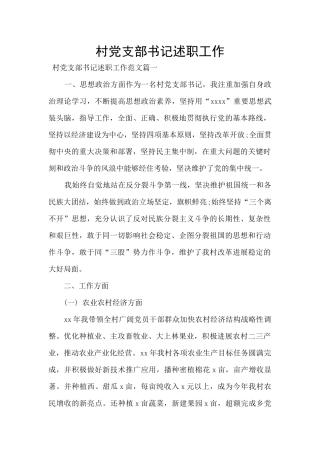 村党支部书记述职工作