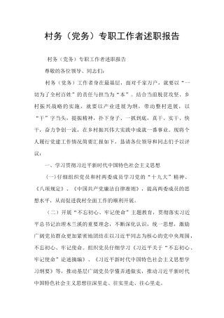 村务专职工作者述职报告