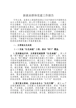 新就业群体党建工作报告