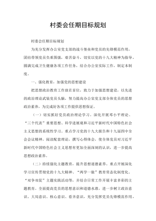 村委会任期目标规划