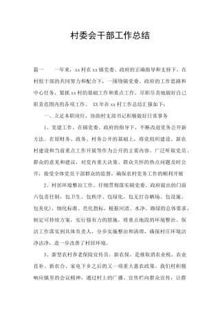 村委会干部工作总结