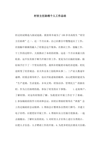 村官主任助理个人工作总结