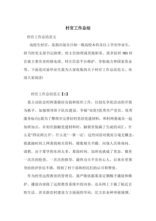 村官工作总结