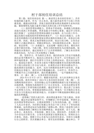 村干部初任培训总结