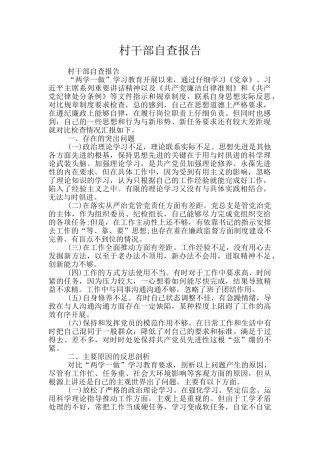 村干部自查报告
