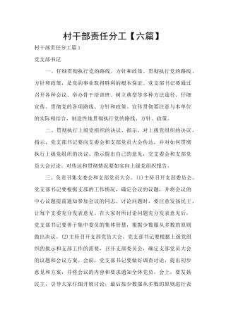 村干部责任分工