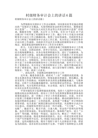 村级财务审计会上的讲话6篇