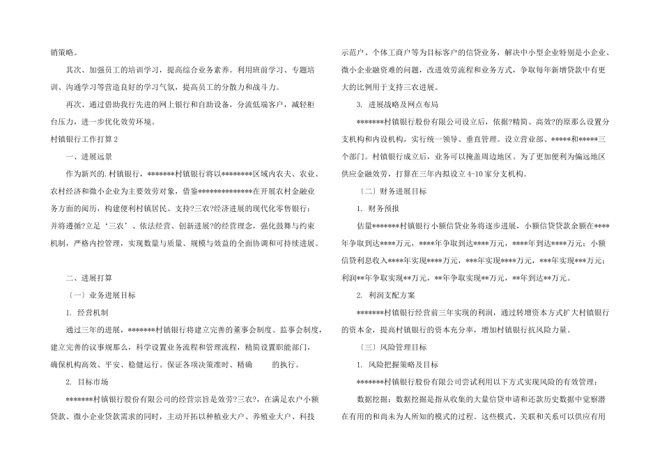 村镇银行工作计划_第2页