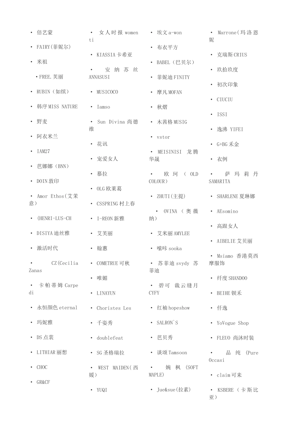 杭州女装品牌列表_第1页