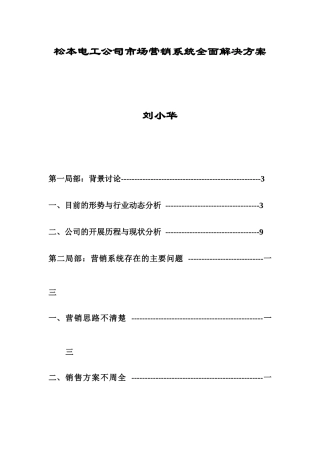 松本电工市场营销系统全面解决方案