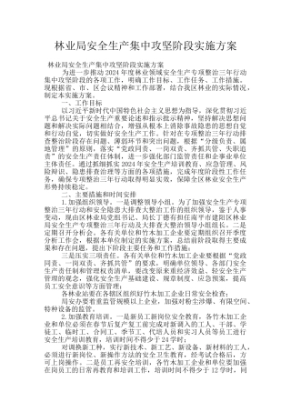 林业局安全生产集中攻坚阶段实施方案
