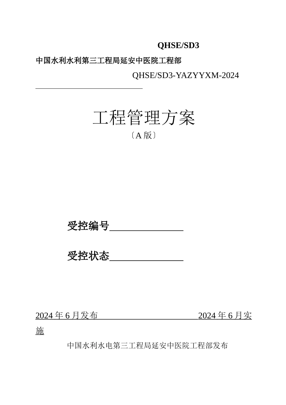 某中医院项目部项目管理计划_第1页