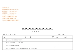 某公司厂商评鉴表汇编