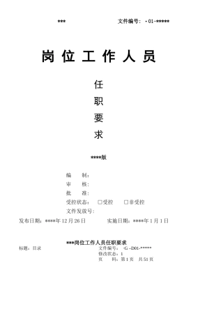 某公司岗位工作人员任职要求