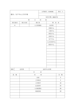 某公司生产中心工作手册